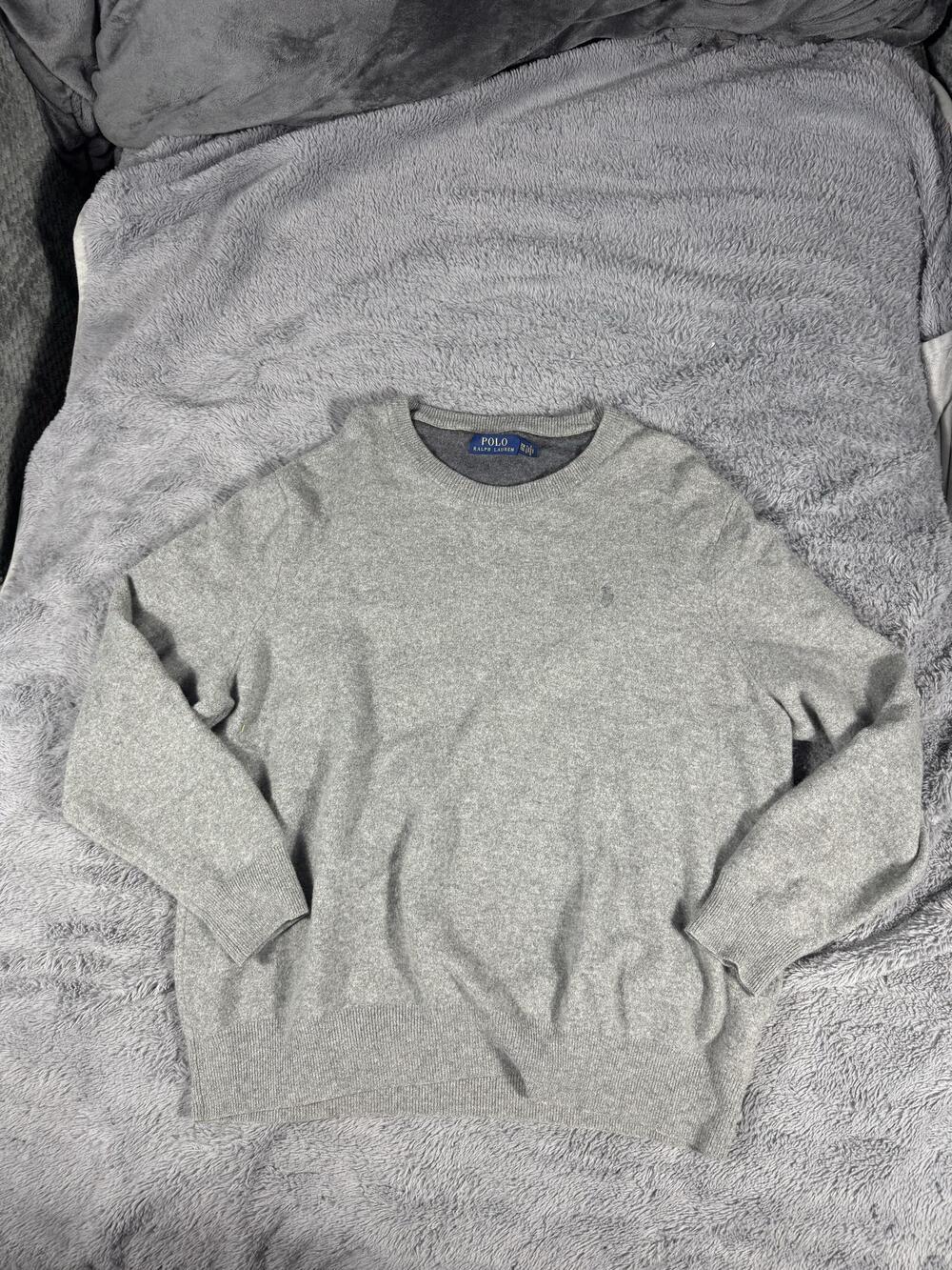 Polo Ralph Lauren Sweater Womens 2XB Gray Merino Wool Crew Neck Big & Tall